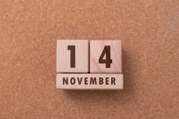November 14 written with wooden blocks