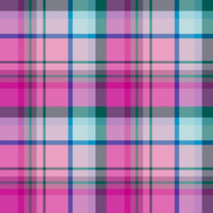 Seamless pattern in stylish light and bright pink, blue and green colors for plaid, fabric, textile, clothes, tablecloth and other things. Vector image.