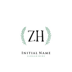 ZH Initial handwriting logo vector