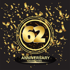 62 year anniversary logo template vector