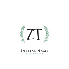 ZT Initial handwriting logo vector