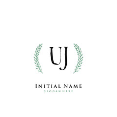 UJ Initial handwriting logo vector
