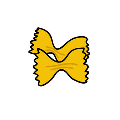 farfalle pasta doodle icon, vector illustration