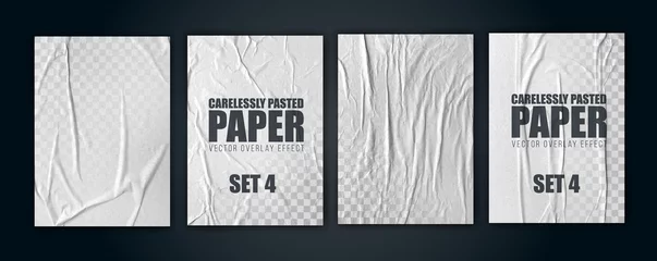 Fotobehang vector illustration object. badly glued white paper. crumpled poster. set4 © Art Kovalenco