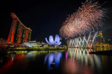 Tableaux ronds sur plexiglas Anti-reflet Helix Bridge July 06/2019 Pre fireworks performance for National Day SG 54