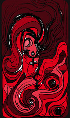 Tarot cards back design, reverse side.  Pluto, Lilith, astrological symbol