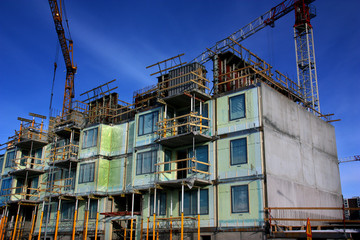 Byggarbetsplats för nya bostäder.