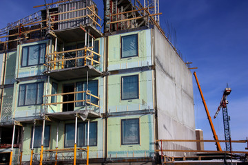 Byggarbetsplats för nya bostäder.