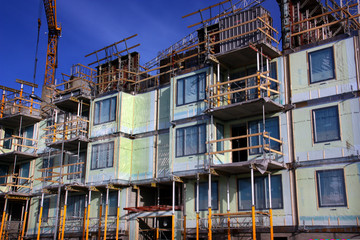 Byggarbetsplats för nya bostäder.