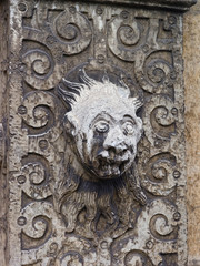 Stone Face Sculpture in the Old City in Solothurn. Solothurn is the capital of Solothurn canton in Switzerland. It is located on banks of the Aare and on the foot of Weissenstein Jura mountains