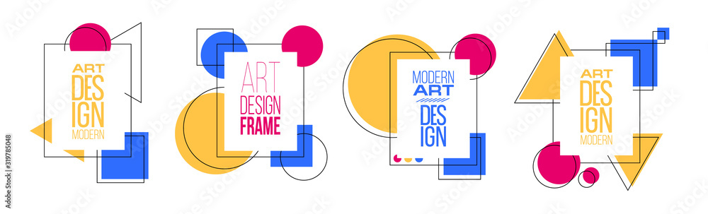 Poster vector illustration. a minimalistic hipster colored frame design. vector line gradient halftone. fra
