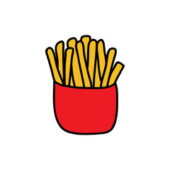 french fries doodle icon, vector illustration