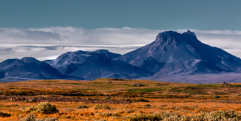 Volcanic landscape in Iceland on the glacier
