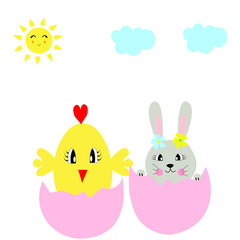 easter bunny with eggs chicken