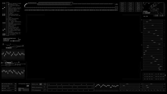 PNG Alpha.HUD SciFi technological screen.Futuristic frame viewfinder.User Interface with digital HUD infographic elemets.