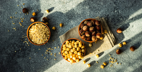 Organic food concept with nuts