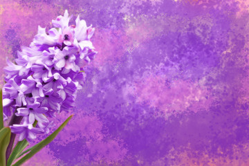 Obraz premium Lilac hyacinth on a watercolor background in purple tones, suitable for postcards and greetings