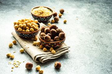 Fototapeta na wymiar Organic food concept with nuts