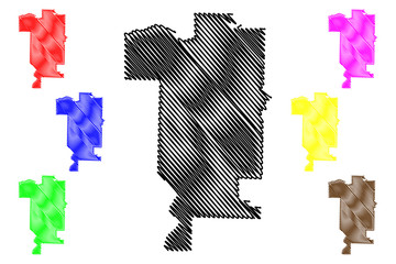 Obraz premium Prairie County, Arkansas (U.S. county, United States of America,USA, U.S., US) map vector illustration, scribble sketch Prairie map