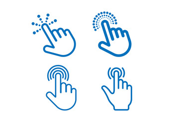 Obraz premium Finger touch icon set vector blue version