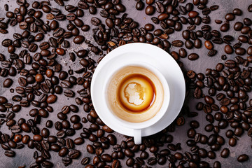 Fresh coffee in cups