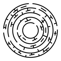 Vector Black Circle Maze, Isolated on White 