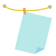 Vector Clipped Blue Blank Message note, at Yellow Rope, Isolated on White