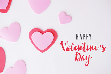 Hearts symbol of love for valentine holiday, isolated on white background with text.