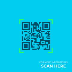 Qr Verification Concept. Scan here for more information. Scan QR code with your smartphone.. QR code in flat style colors. Vector illustration.