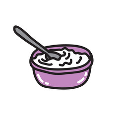 yogurt doodle icon, vector illustration