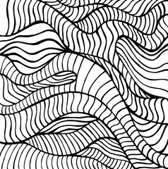 Fototapeta na wymiar Doodle waves coloring page. Abstract black and white decorative texture