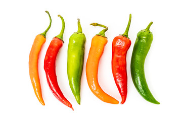 hot chilli peppers isolated on white background