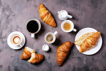 Fresh coffee with croissant