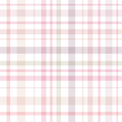Seamless pattern in cute light pink and white colors for plaid, fabric, textile, clothes, tablecloth and other things. Vector image.