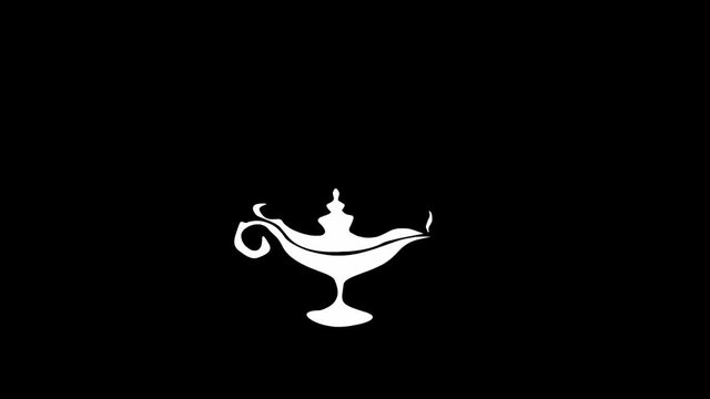Golden magic lamp. Cartoon animation. Seamless loop.