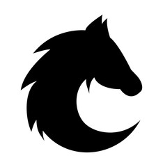 Vector Horse with fur silhouette. A beautiful profile of the horse could be used as logo.
