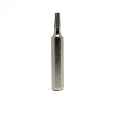 Iron nozzle for screwdriver or drill .Isolated on a white background. Construction equipment.