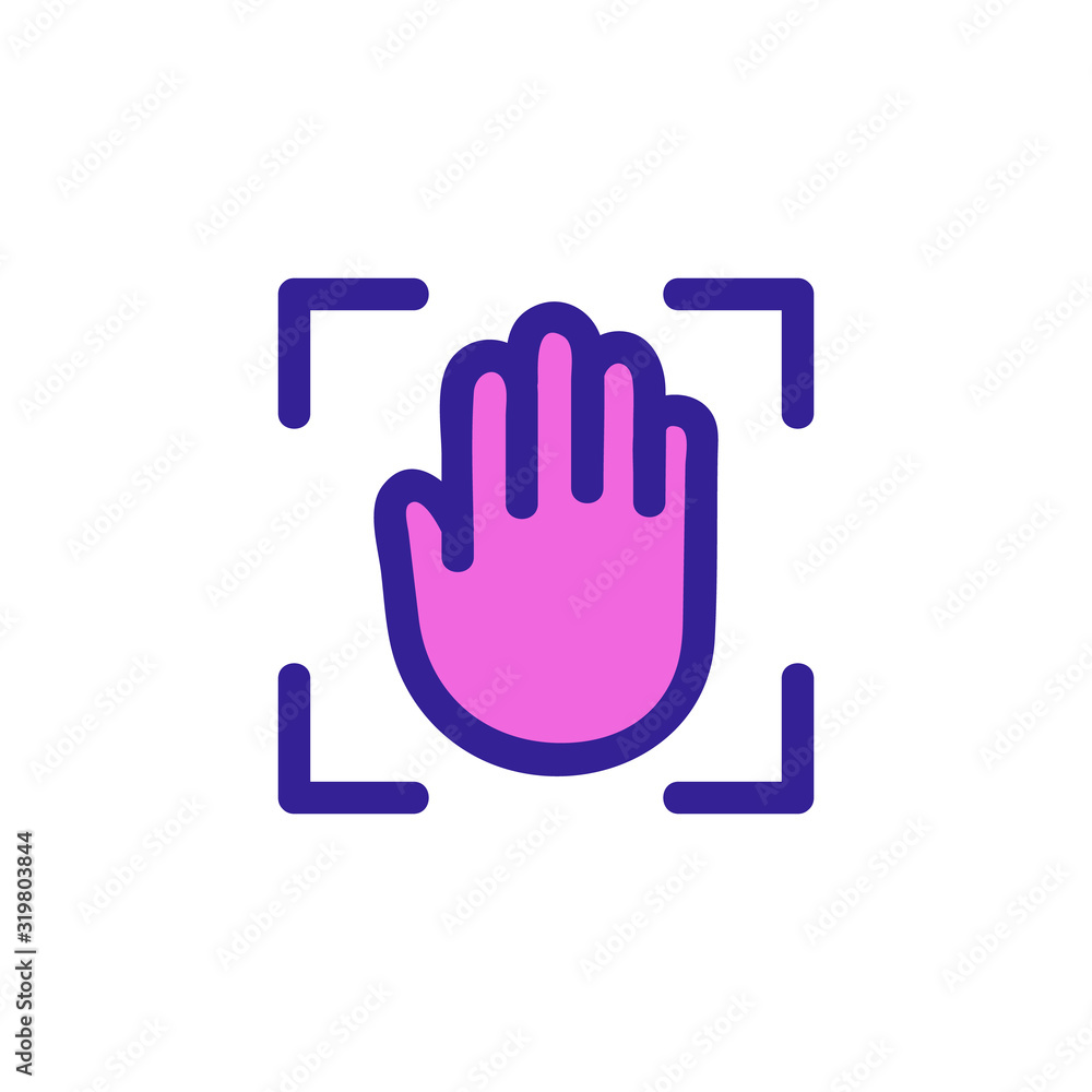 Poster scan the hand icon vector. thin line sign. isolated contour symbol illustration
