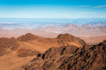 Fototapeta na wymiar Gold arid desert landscape on Sinai, Egypt