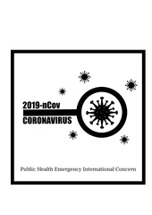 Coronavirus (v2019-nCoV) vector design with virus and magnifier. Wuhan virus. Web banner concept. Instagram square size. Awareness, prevent. Public Health Emergency International Concern (PHEIC) - WHO