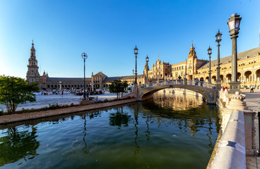 The famous Spain Square (Plaza de Espana). Seville, Spain.