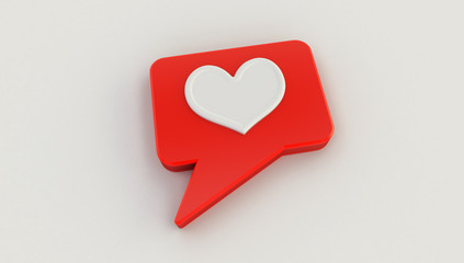 3D rendering of like icon isolated on white background,