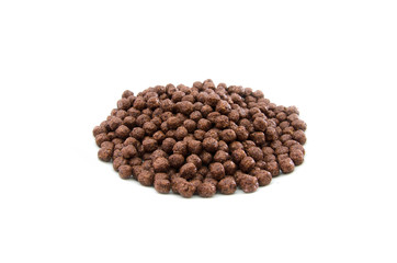  Chocolate balls on a white background. cereal.