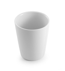empty ceramic cup on white background