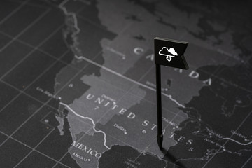 Cloud technology icon for global business concept on the flag