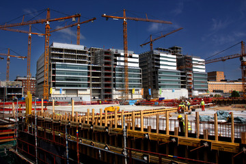 Byggarbetsplats vid Nya Karolinska sjukhuset i Solna