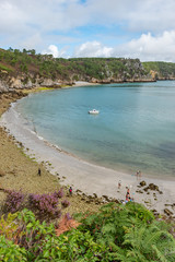 Île Vierge au coeur de la Bretagne dans le Nord-Ouest de la France, Bretagne, Pointe Saint-Hernot avec mer à l'horizon