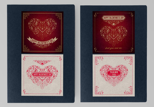 Set of 4 Vintage Valentine's Day Card 