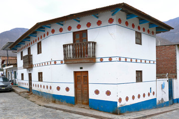 Details of the populated center of Antioquia, a picturesque place of high tourist attraction due to the detail of his paintings on the facade of his houses. Lima-Peru