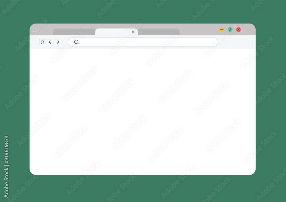 Poster web browser window. computer, internet frame template design, flat page mockup. blank screen web bro